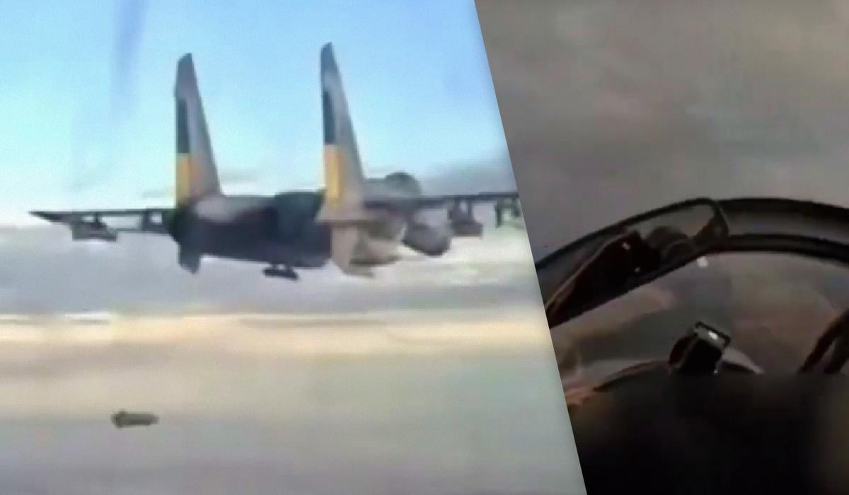 Появилось видео запуска бомбы HAMMER с украинского истребителя Су-27