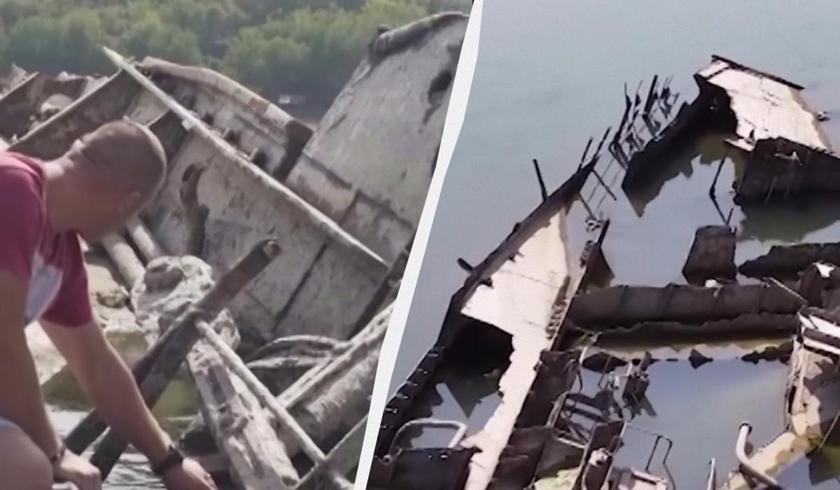 Засуха обнажила затонувшие корабли времен Второй мировой войны на дне Дуная (видео)