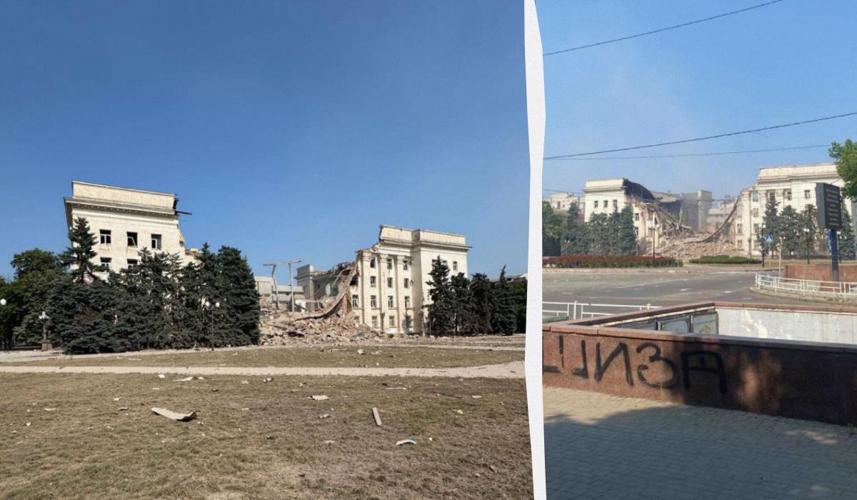 Россия повторно ударила по Херсонской ОГА, она уничтожена (фото)