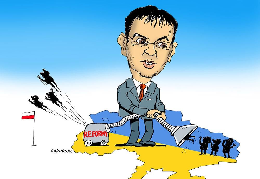 Гетманцев в центре международной карикатуры: в Польше высмеяли его налоговую политику как фактор бегства бизнеса из Украины