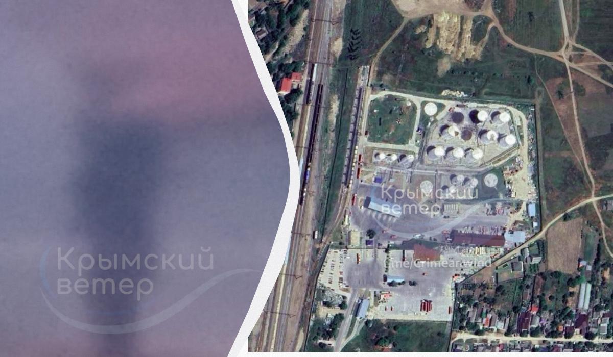 В Крыму прогремели взрывы: пылает нефтебаза, видны столбы дыма (видео)