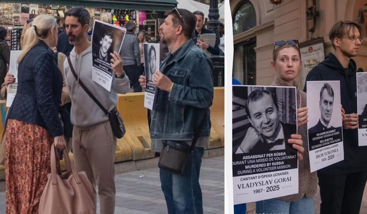 В Испании напали на украинцев с портретами убитых Россией актеров (фото)