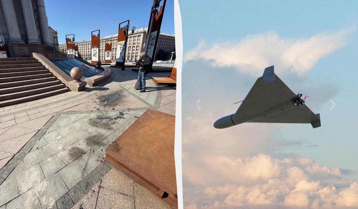 В Киеве обломки дрона упали возле монумента Независимости на Майдане: что известно (фото)