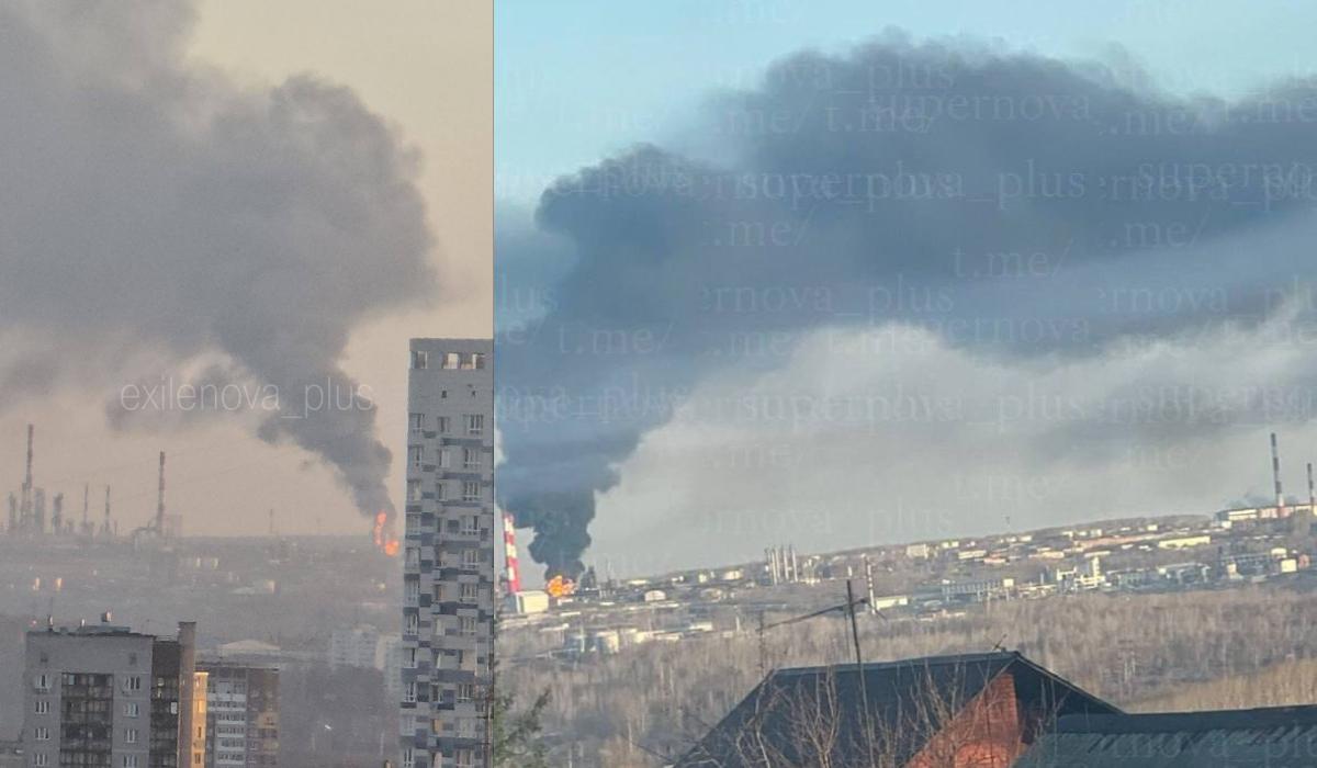 Дроны ударили по НПЗ в Уфе, там возник сильный пожар (видео)