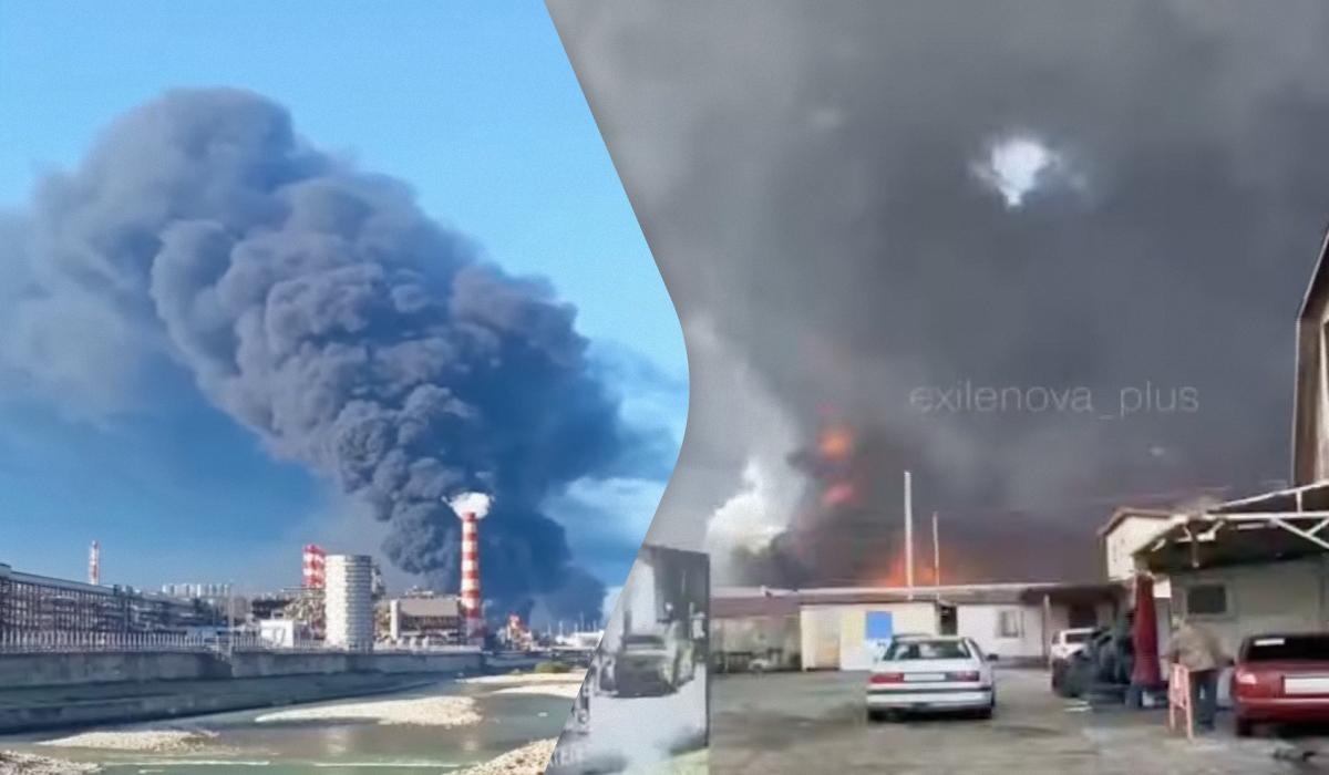 На российский город Туапсе обрушился токсичный дождь из-за пожара на НПЗ