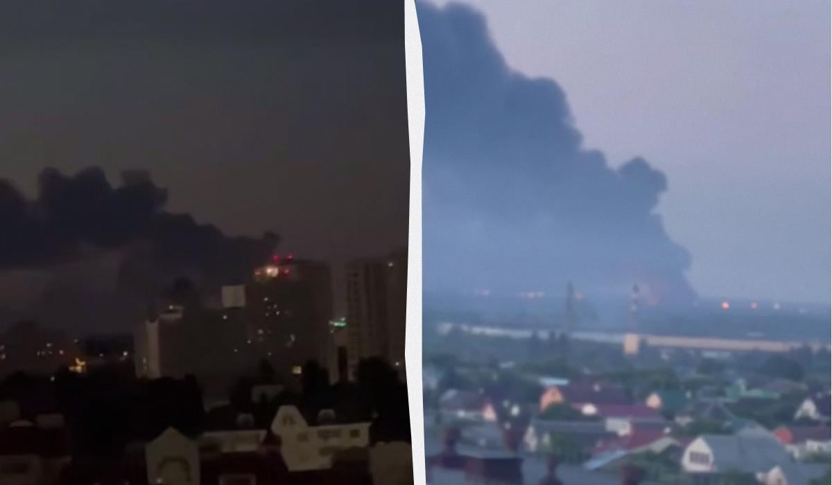 В российском Липецке после взрывов масштабный пожар (видео)